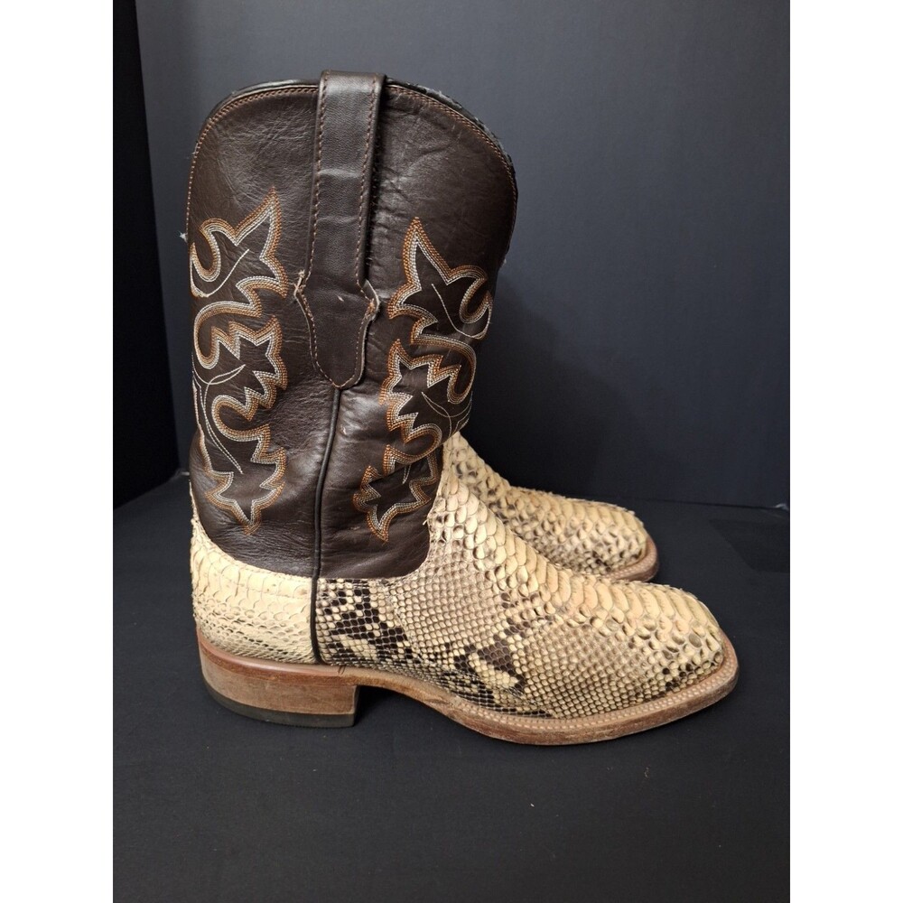 Cowtown Mens Square Toe Python Snakeskin Leather Cowboy Boots Q818 Mens Size 10D